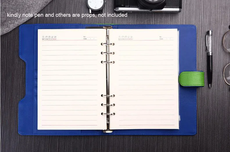 

TATCAT A5 PU Leather Spring Binder Diary Book Mulfuction Manager File Folder Notebook 80 Sheets (pen not included) TPN080