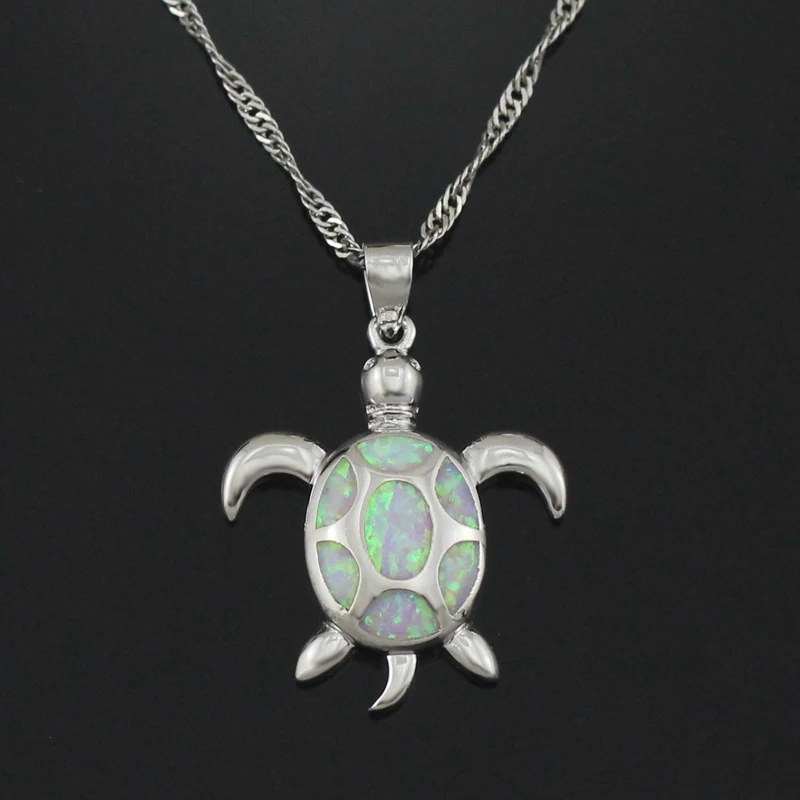 HAIMIS Free the Chain Lovely Sea Turtle Synthetic Light Pink Fire Opal Jewelry Women Necklace Pendant 1 1/4'' OP415 | Украшения и