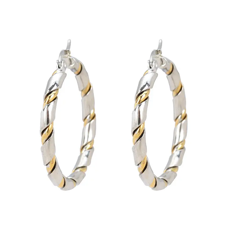 Fashion 304 Stainless Steel Hoop Earrings Gold Color Round Women Modern Jewelry Post/ Wire Size: (17 gauge) 1 Pair | Украшения и