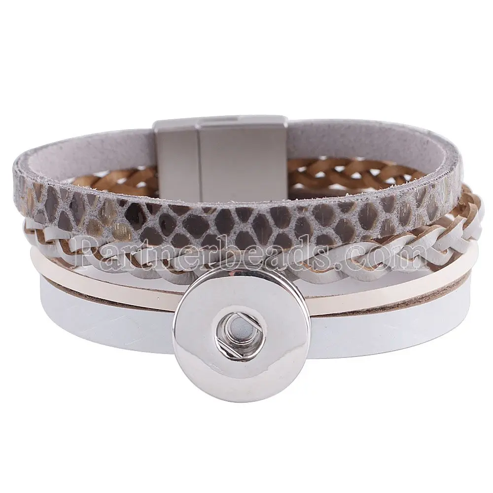 Partnerbeads 7.8 inch серый реальные кожаные браслеты приспосабливать 18/20 мм щелкает куски