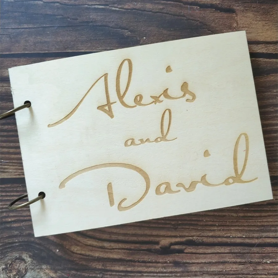 

Personalized Wedding Names Guest Book Rustic Guestbook Custom Wood Engagement Gift Couple Anniversary Bridal Shower Memory Book