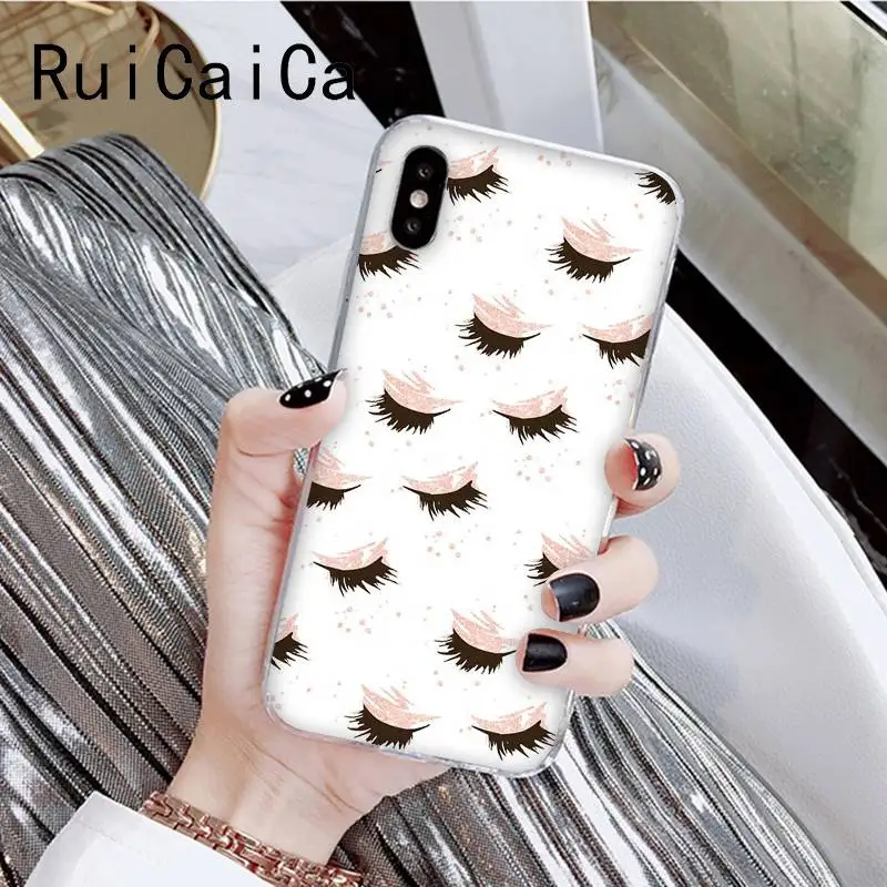 Модные ресницы RuiCaiCa красивая девушка Новый чехол для телефона iPhone 8 7 6 6S Plus X XS MAX 5 5S