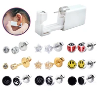 showlove 24 pieces disposable safety nose ear piercing devicesterile bezel crystal studs ear piercer unit earring piercing gun