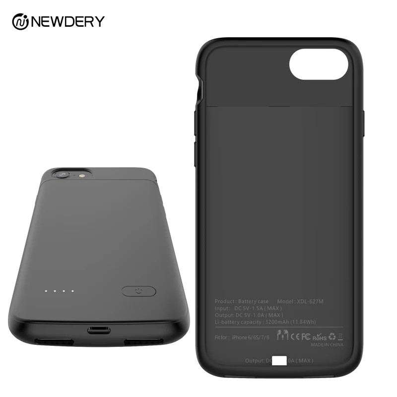 NEWDERY тонкая батарея чехол для iphone 6 6s 7 8 3200 mAh мягкий TPU Дизайн питания чехол для iphone 6 plus 6s plus 7 plus 8 plus 5000 mah