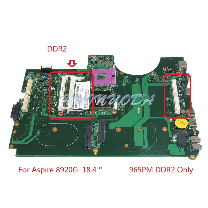 Материнская плата NOKOTION 6050A2184601 MB A02 MBAP50B001 MB. Ap50b. 001 для ноутбука acer aspire 8920 965PM DDR2 со