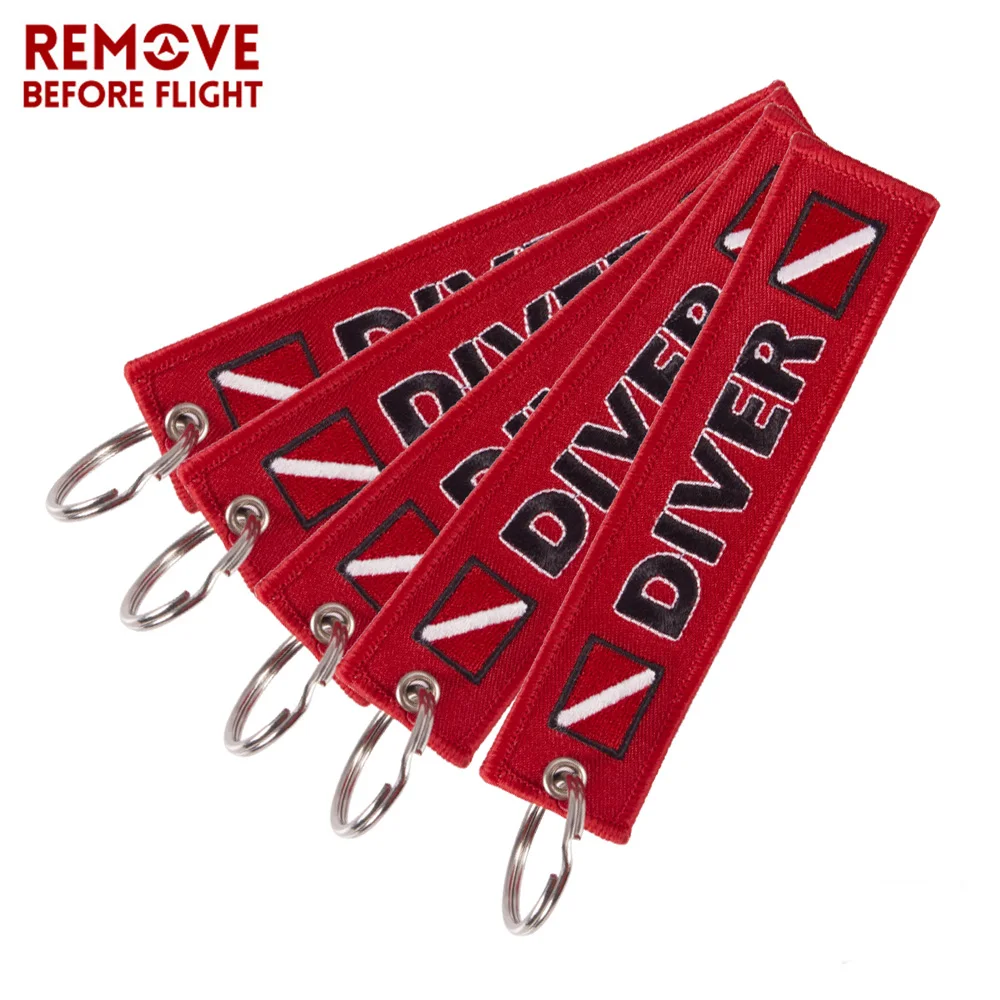 

REMOVE BEFORE FLIGHT Embroidery DIVER Keychain Car Porte Clef Bijoux for Motorcycles Gift Porte Clef Cool Keychains 3 PCS/LOT