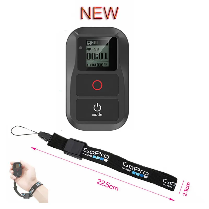 new with strap Новые аксессуары Go Pro hero 7 GoPro беспроводной WiFi Пульт дистанционного управления+ Радиоуправляемый зарядный кабель для GoPro hero 5 4 3 6 hero 7 Черная Камера - Цвет: new with strap