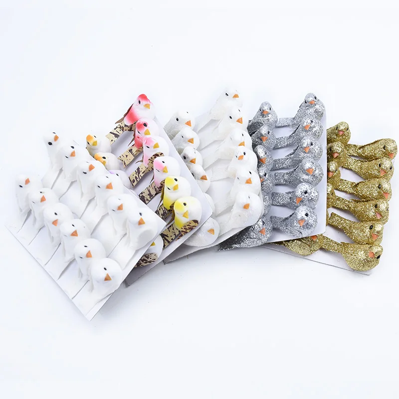 12pcs Cheap Fake Foam Gold Bird Christmas Wreath Decorations for Home Wedding Party Kids Toys Fridge Sticker Artificial Plants | Дом и сад