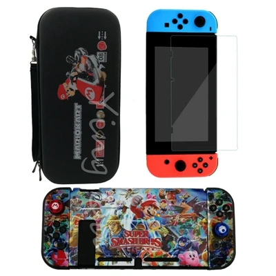 G Новинка, сумка для хранения для переноски пульта Nintendo Switch NS NX+ чехол в виде ракушки+ защита экрана из закаленного стекла+ 2 крышки - Цвет: G