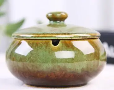 Kiln change 01 Портативная керамическая пепельница с крышкой, ветрозащитная домашняя пепельница для сигарет, китайский стиль, пепельница с логотипом, может быть настроена - Цвет: Kiln change 01