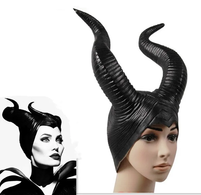2016 модный Натуральная латекс джоли maleficent рога взрослых женщин хеллоуин костюм