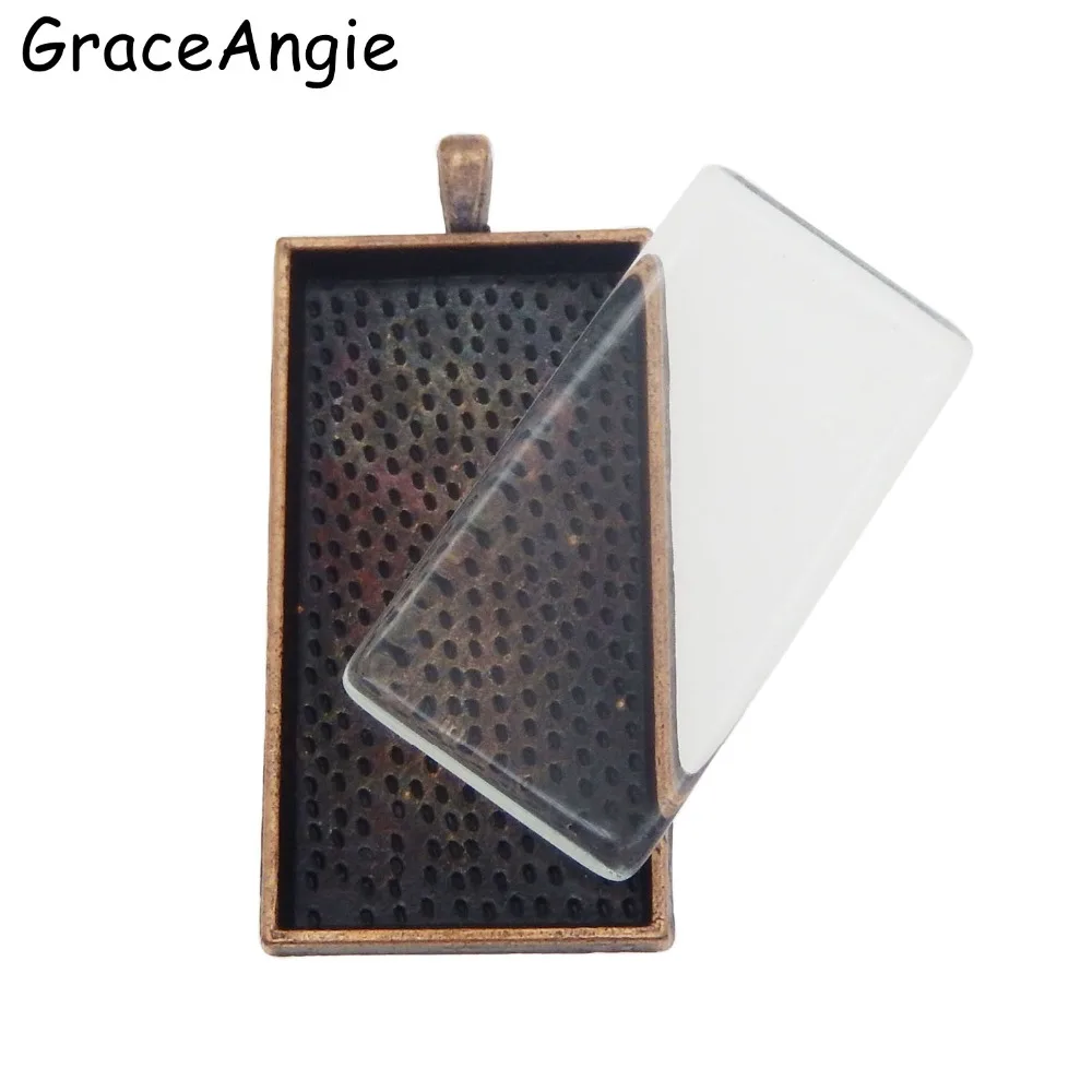 1set Pendant Trays + glass cabochon set Blank Base Large Cameo Tray Bezel Jewelry Accessories Cabochon |