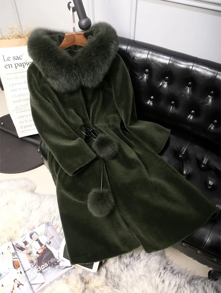 Новинка осень/зима Женская куртка с большим меховым воротником пальто с капюшоном из искусственного меха большой размер женская теплая меховая куртка зимнее пальто 5XL