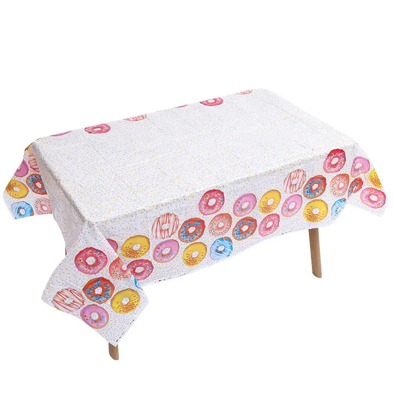 

Omilut Donut Disposable Tablecloth Sweet Donut Baby Shower Girl Party Decor Donut Cupcake Toppers Supplies Donut Disposable Set