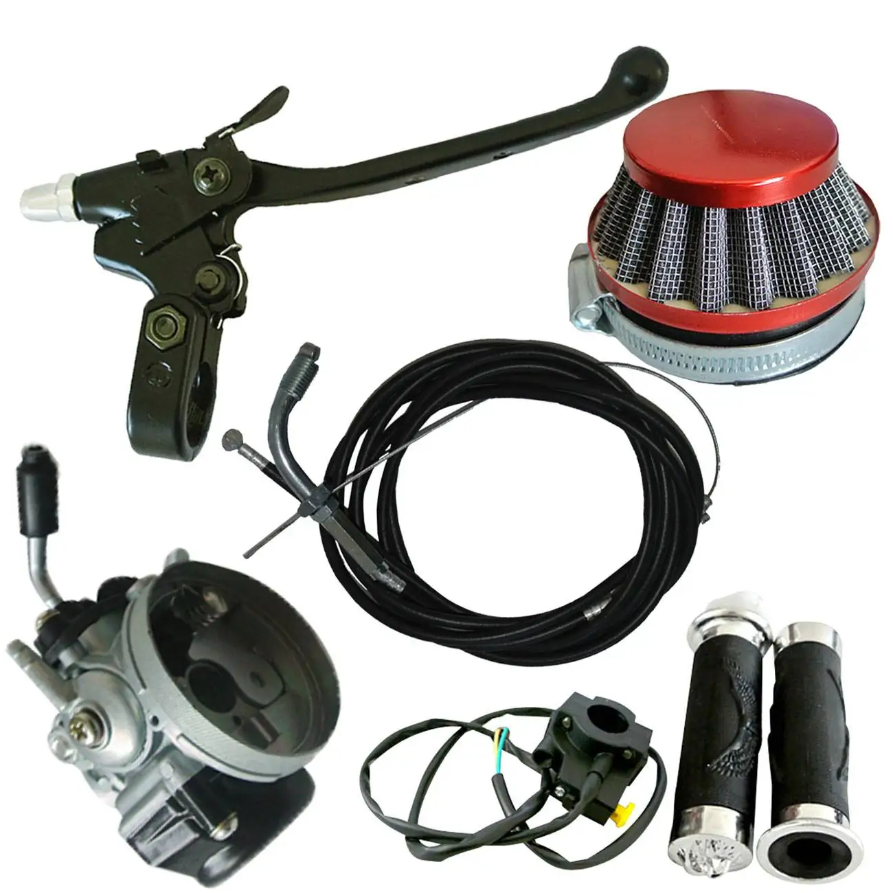 

Red Air Filter&Carburetor&Handlebar Grip Set Fits 66/80cc Engine Motorized Bike