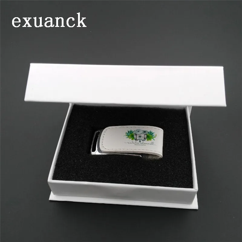 Exuanck изготовленным на заказ логосом HD печати Usb флешки подарок кожа + коробка 2 0