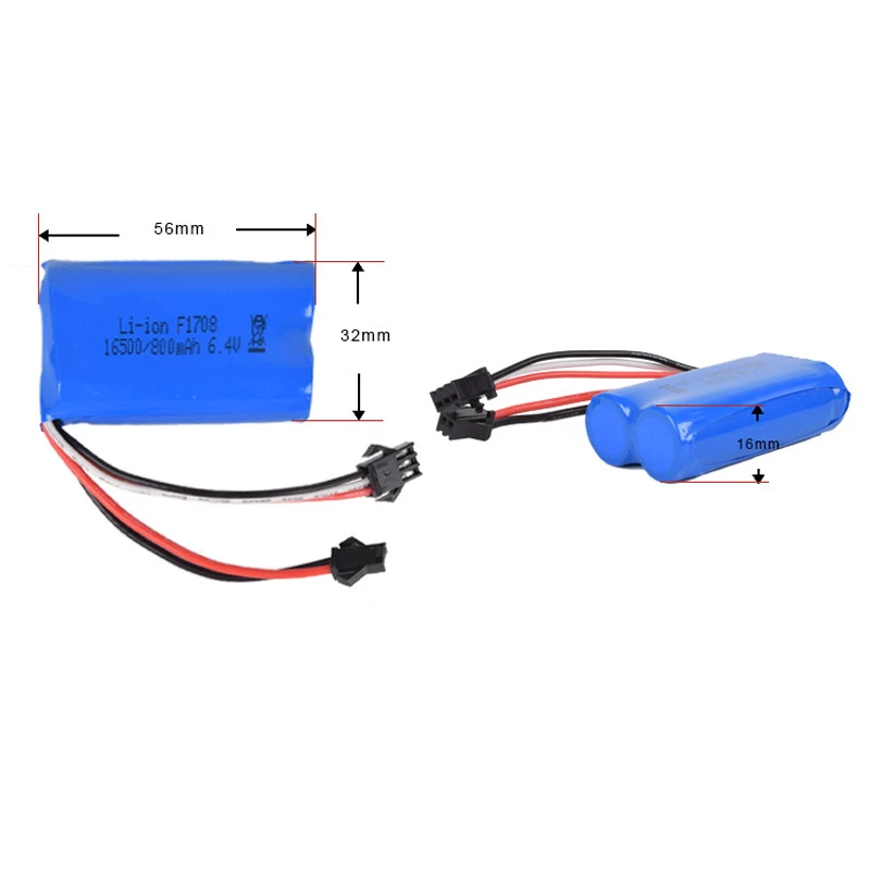 6,4 v 750 мА/ч, 15C 16500 литий-ионный аккумулятор Батарея WLTOYS A959-A 969-A 979-A K929-A батареи для радиоуправляемых игрушек SM-2P JST-2P