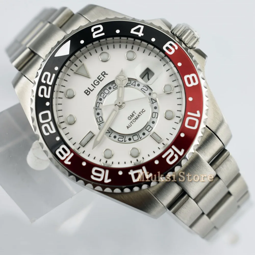 43 мм D'origine белый montre mode pour Top marque automatique multifoncments homme календириор мужские Lumineux |