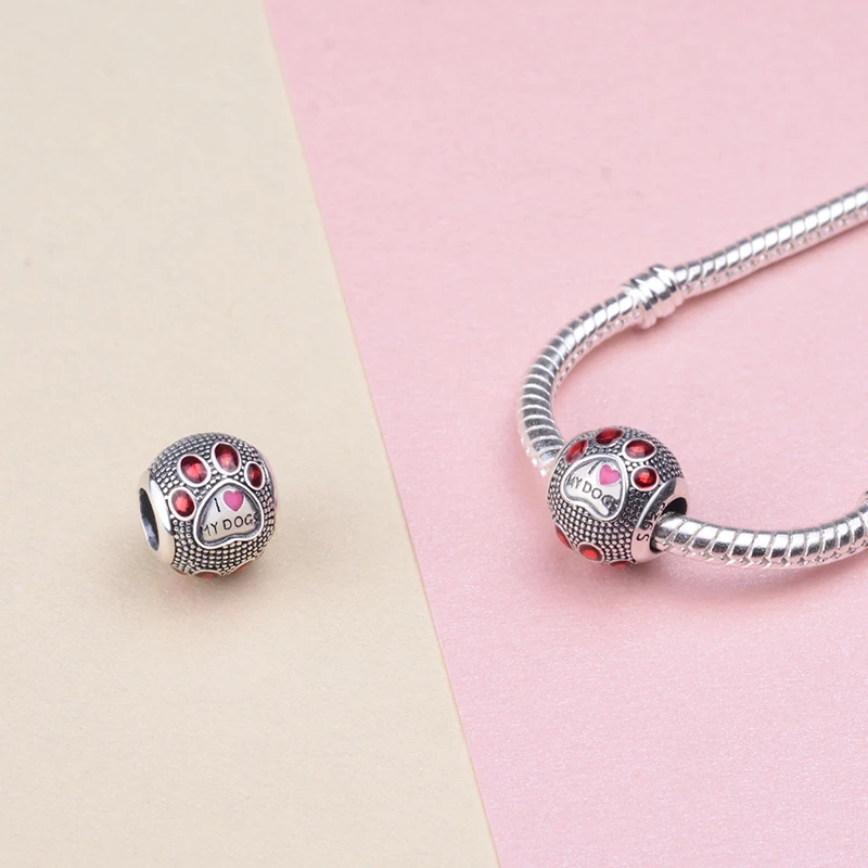 Angel Caller 925 Sterling Silver Charms Pets Footprint S925 Bead Charm fit Bracelets &amp Bangles for Women Jewelry Gift Z068 | Украшения и