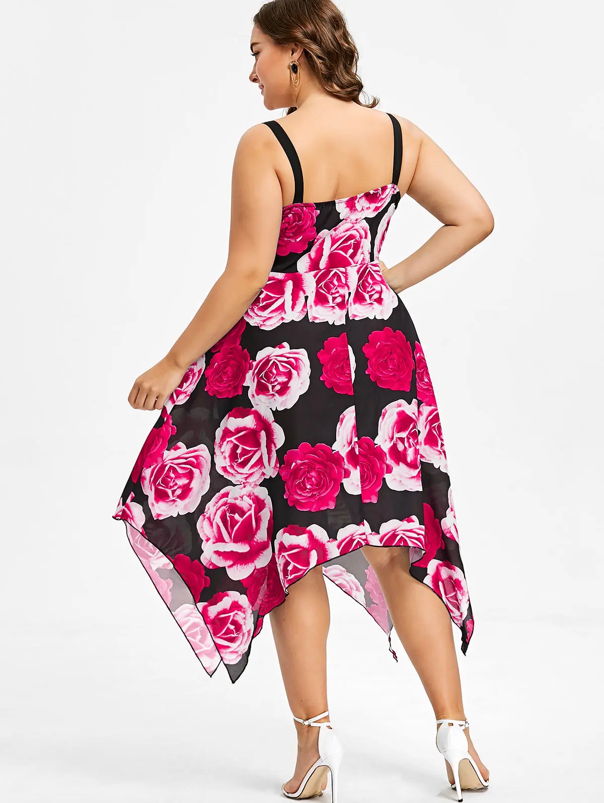Wipalo Plus Size Floral Empire Waist Handkerchief Dress Women Summer Robe Femme 2018 Spaghetti Strap Sleeveless Dresses | Женская одежда