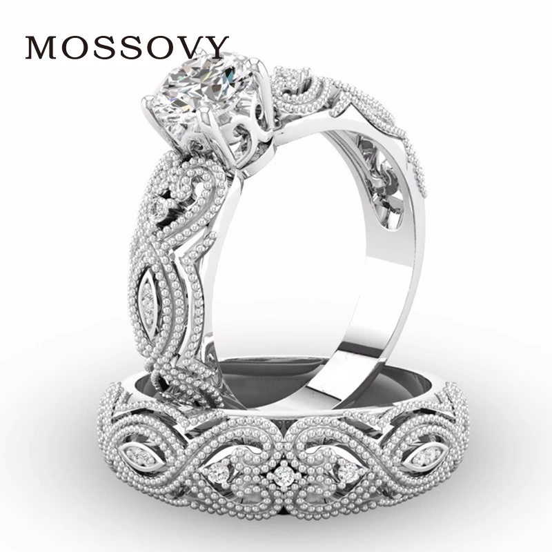 Женские обручальные кольца Mossovy свадебные с цирконием стразы размеры 5 8 11