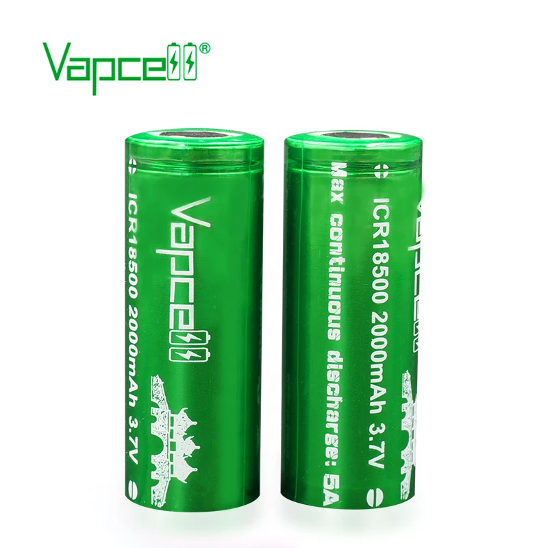 2 шт. VAPCELL ICR18500 2000 мА/ч литий ICR 18500 3 7 V перезаряжаемый аккумулятор постоянного 5A