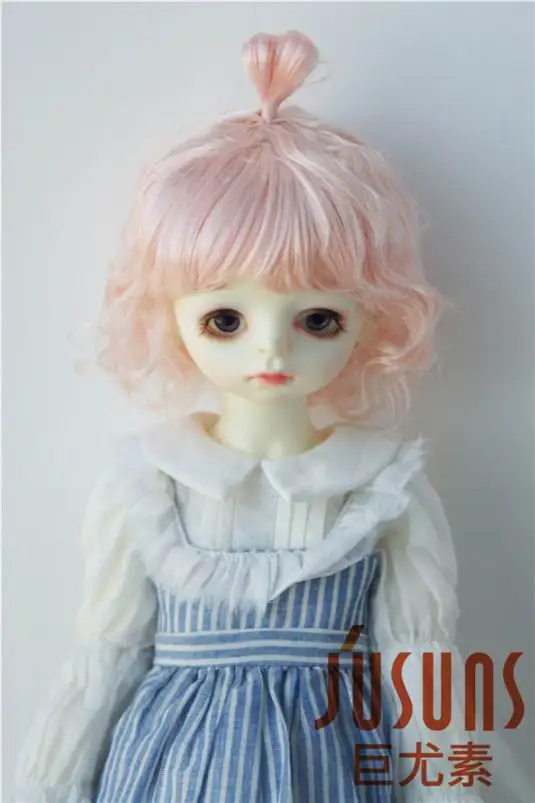 9-10inch Peachpink JD375 1/4 1/3 модный волнистый синтетический мохер Размер 7-8 дюймов Размер 8-9 дюймов и размер 9-10 дюймов BJD кукольные парики кукольные аксессуары на продажу - Цвет: 9-10inch Peachpink