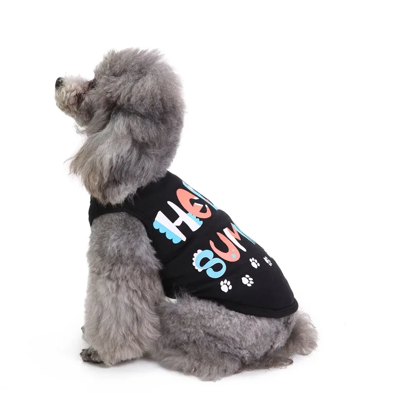 Одежда для собак мягкая летняя футболка из 100% хлопка черный верх с надписью жилет