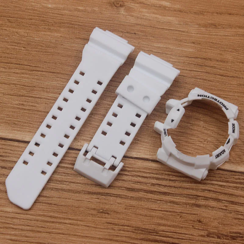 Аксессуары для часов, подходит для Casio GSHOCK, GA-400-1GBA-400, ремешок, чехол, резина, пластик, ремешок, чехол, для мужчин, wo, мужской ремешок для часов - Цвет ремешка: White black