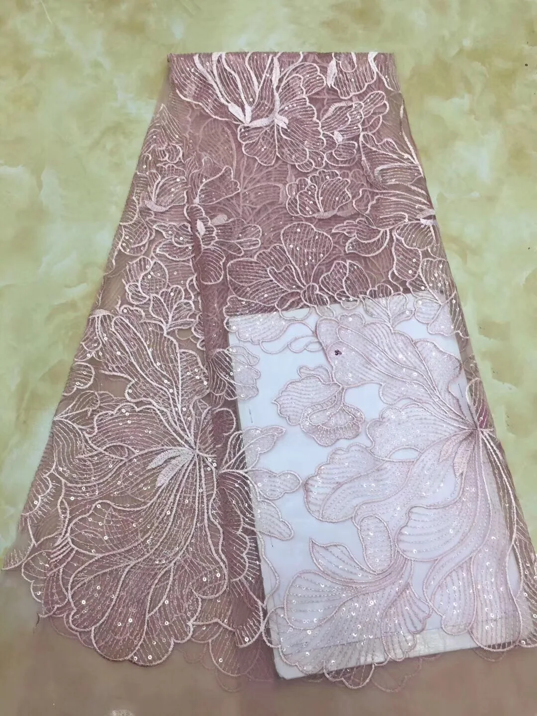 

New Arrival Beautiful French Sequins lace fabric Purple Guipure cord lace with sequins Fashionable African lace fabric LCD908A