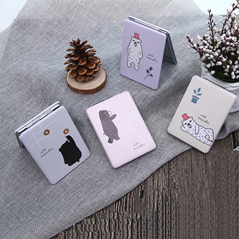 CN-RUBR мультфильм смайлик Макияж зеркало милая девушка Прямоугольный складной из