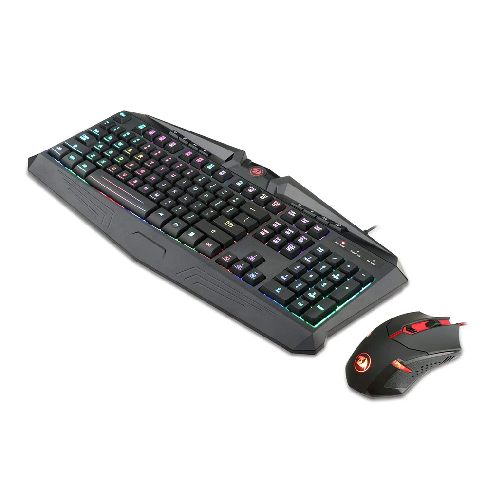REDRAGON S101-1, игровая клавиатура, мышь, комбинированная, USB, проводная, 112 клавиш, цветной светодиодный, с подсветкой, для настольного компьютера, ноутбука, компьютера