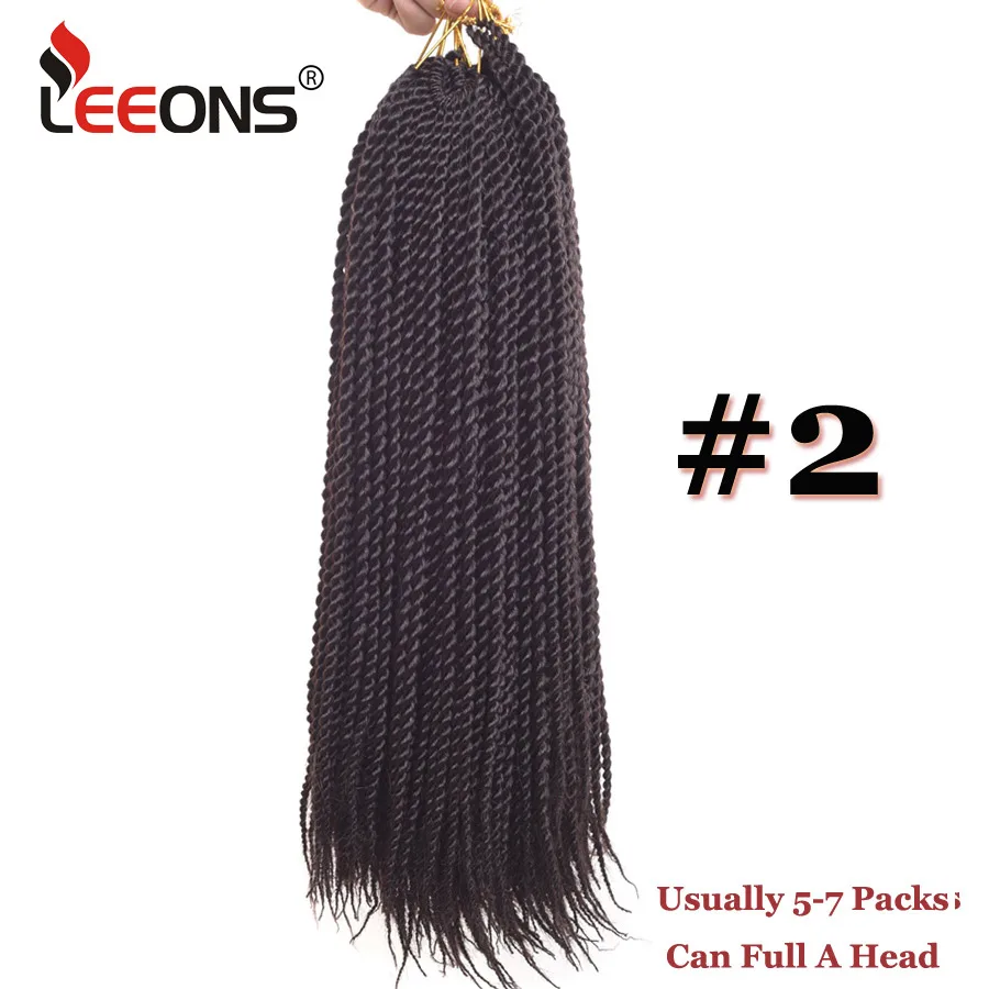 #2 Leeons, маленькие Сенегальские закрученные косички, 18 Дюймов, 30 корней, синтетические вязанные волосы для наращивания, Омбре, косички, 15 цветов - Цвет: #2