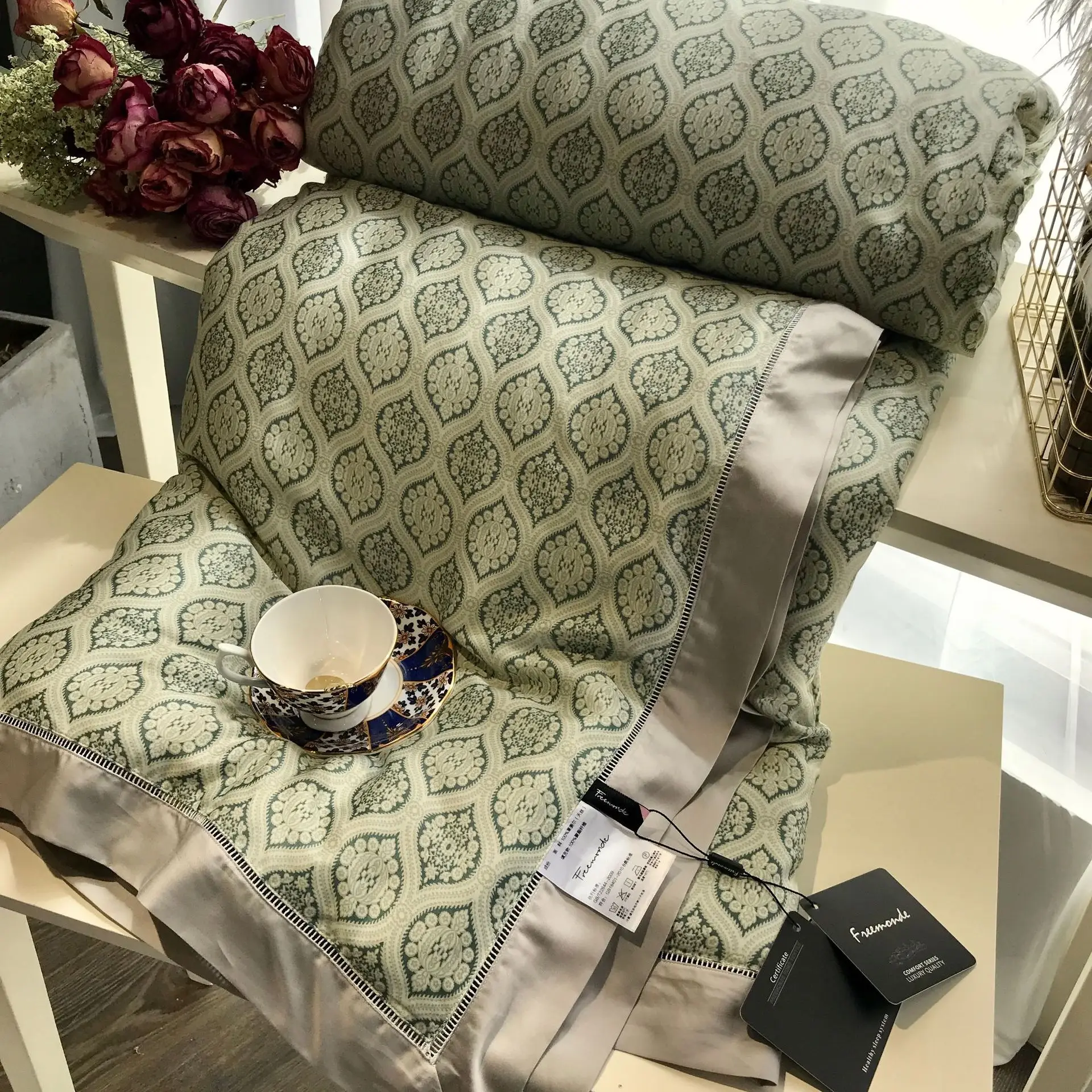 Abbiemao высококачественное постельное белье из хлопка Tencel, комплект из 4 предметов, кружевное шелковое постельное белье на весну/лето, размер queen/King