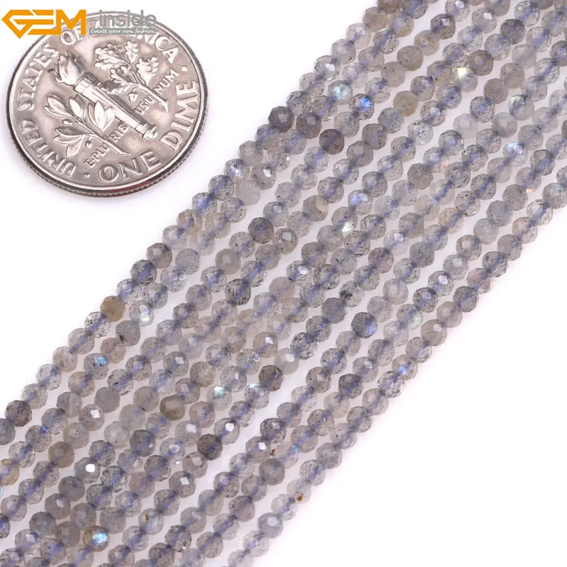

Gem-inside Natural AAA Grade Faceted Grey Labradorite Beads For Jewelry Making Beads Strand 15" DIY Jewellery Christmas Gift