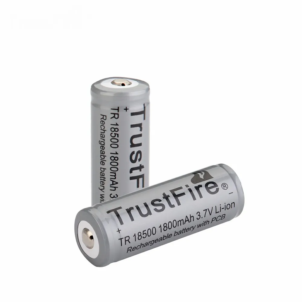 TrustFire 2 шт 3 7 V 18500 1800mAh литий ионная аккумуляторная батарея с защитой