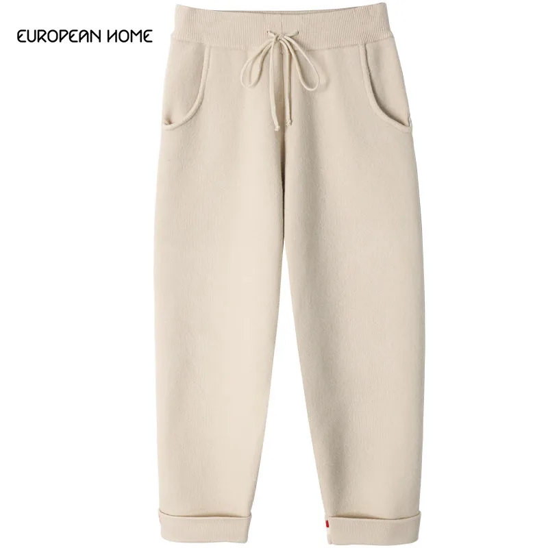 Осень-Зима теплые брюки женская одежда Большие размеры корейский стиль