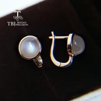tbjnatural white moonstone clasp earring with real india gemstone 925 sterling silver for girl black friday christmas gift