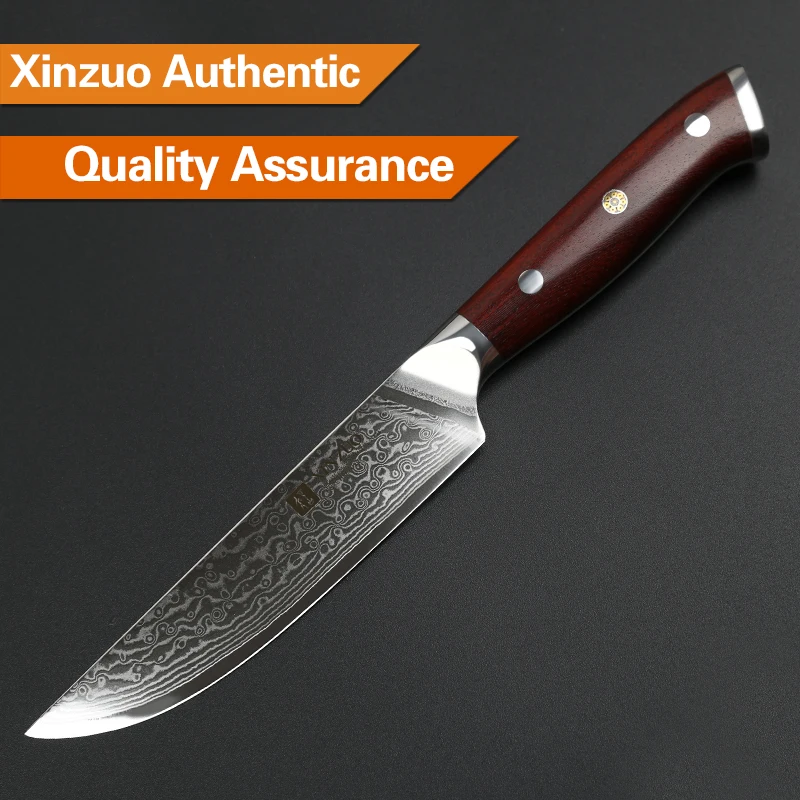 XINZUO 5 ''дюймовый нож для стейка из высокоуглеродистой японской дамасской нержавеющей стали с ручкой из палисандра, превосходное качество, кухонный инструмент для барбекю