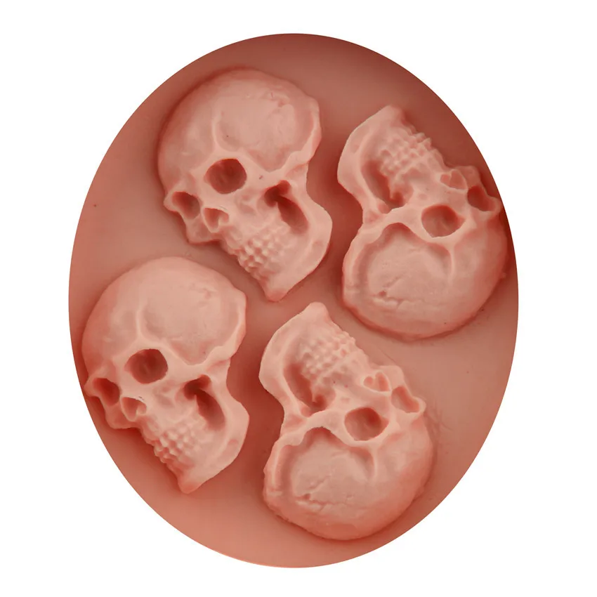 4 полости Череп силиконовый Формы для мыла Sugarcraft выпечки инструмент украшения