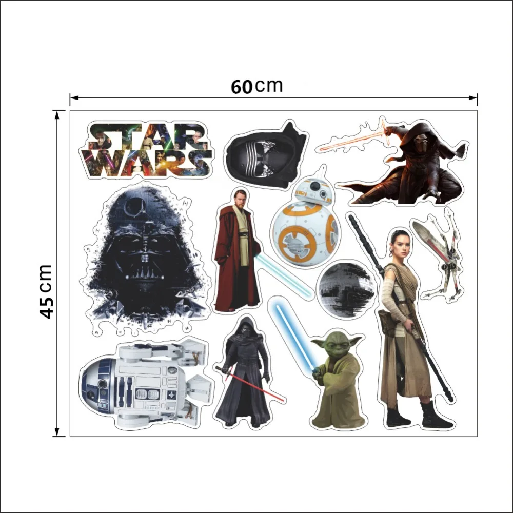 Звездные войны персонажи детская комната спальня настенные наклейки резные Zooyoo