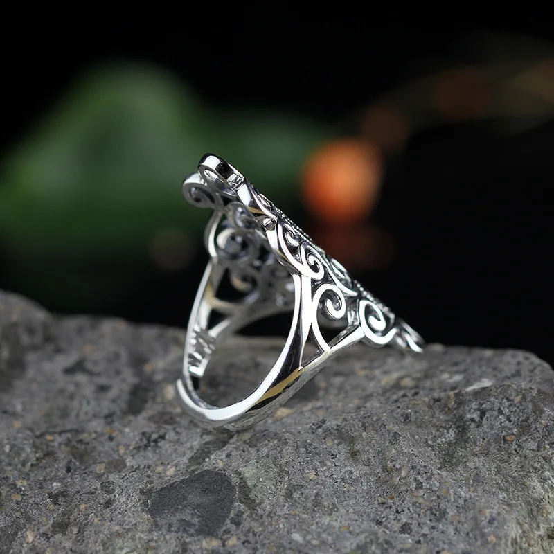 Женское Винтажное кольцо из серебра 100% пробы с отверстиями | Украшения и