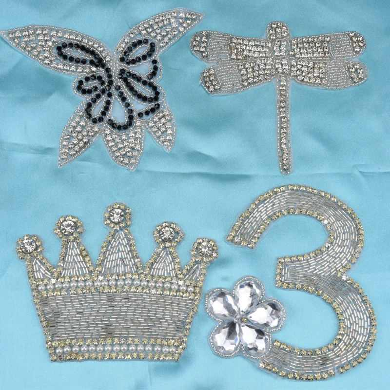 Новый дизайн 1 шт./лот вышивка стразами аппликация из жемчужного бисера украшения