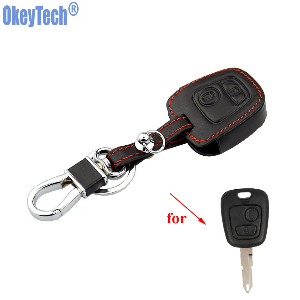 OkeyTech натуральная кожа автомобильный брелок кольцо чехол держатель для Peugeot 106 107