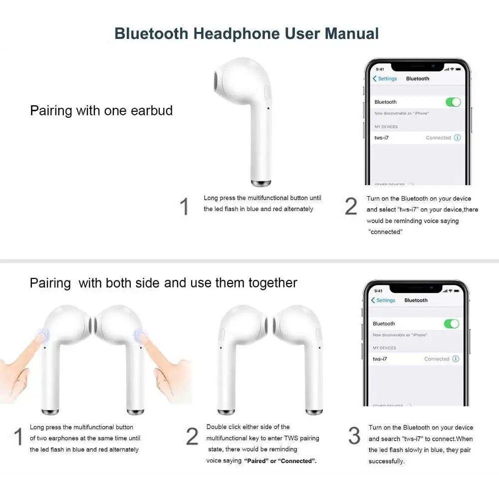 Беспроводные Bluetooth наушники i7s TWS мини спортивные наушники-вкладыши гарнитура для