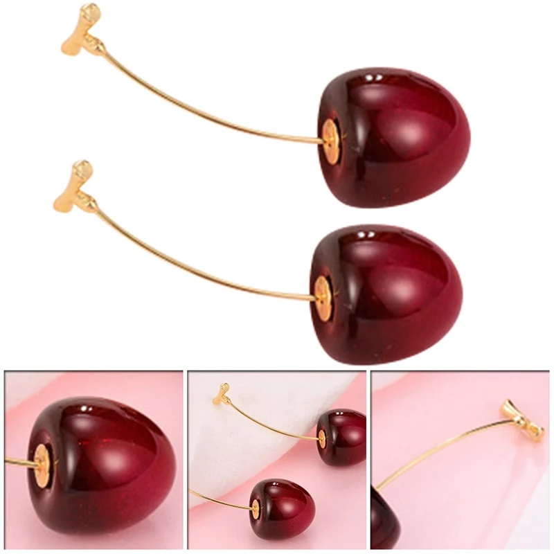 Женские серьги с кисточками длинные висячие красными вишневыми фруктами