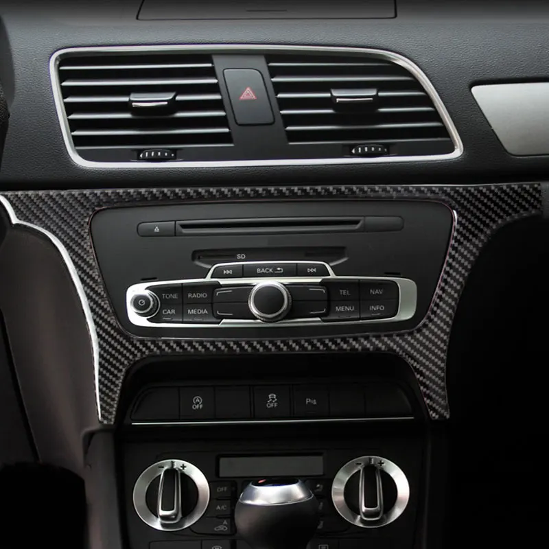 Carbon Fiber car accessories Central Control Panel Decoration Trim Fram Stickers For Audi Q3 2013- car styling