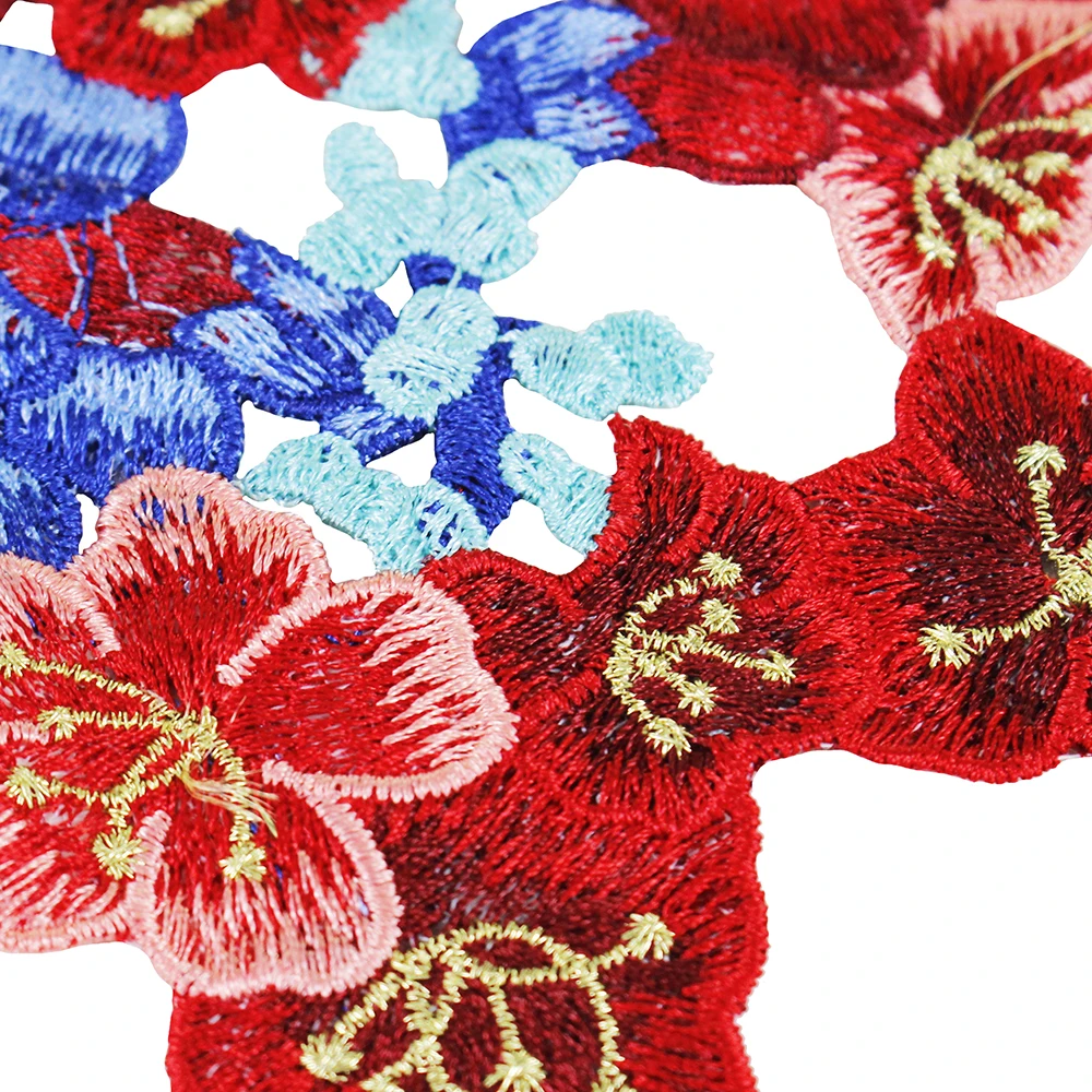 1pc Long Flower Lace Fabric Patches Embroidery Applique Scrapbooking Dress Clothes Decoration Sewing Accessories T2669 | Дом и сад