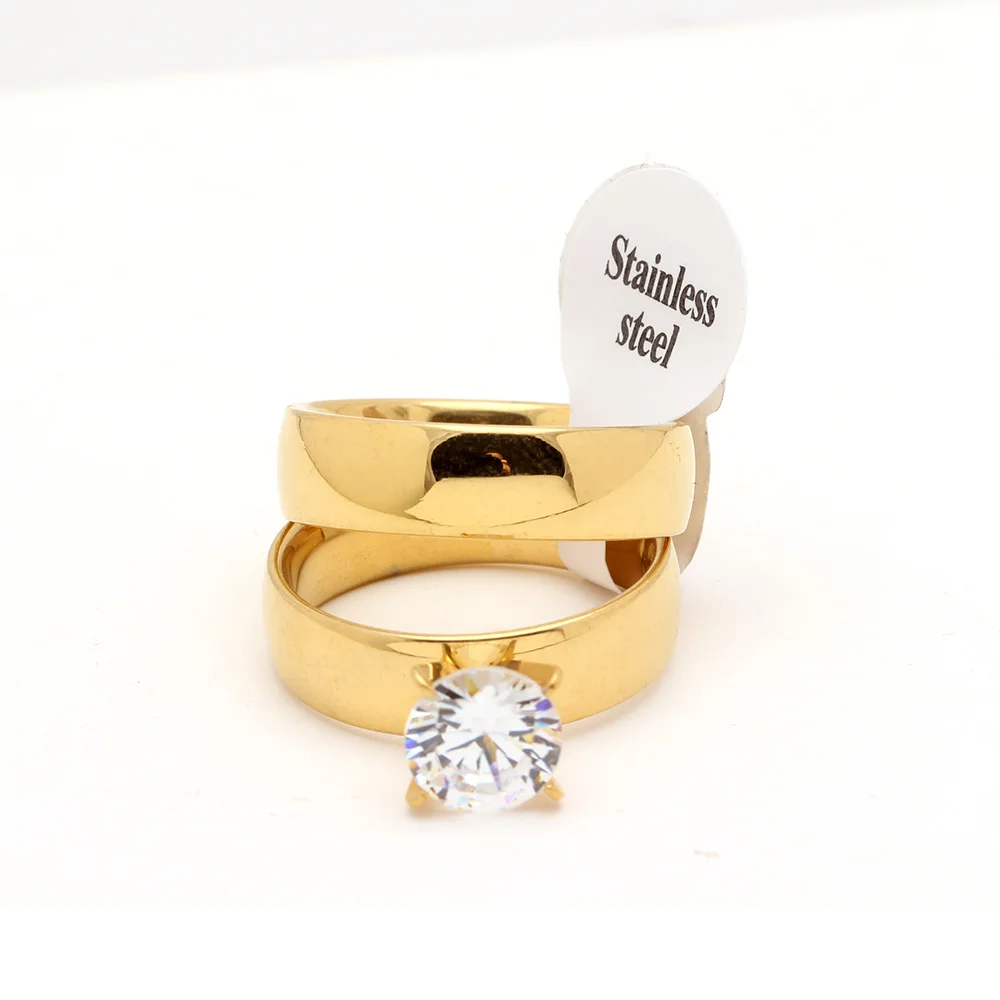 Набор колец из нержавеющей стали с белым цирконом 12 мм|stainless steel ring|wedding ringswomen wedding