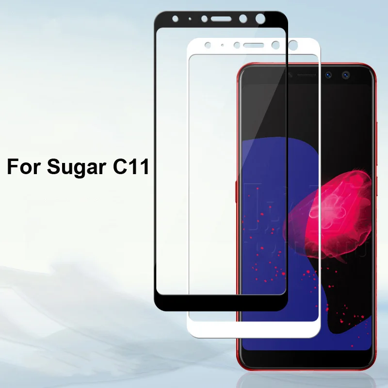 

Высококачественное взрывозащищенное Закаленное стекло для Sugar C11 полное покрытие Защитная пленка для экрана SugarC11 белый черный цвет стеклян...